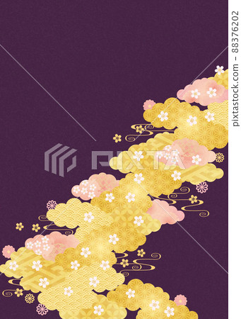 Background material-Japanese pattern Sakura 2022-33-2 88376202
