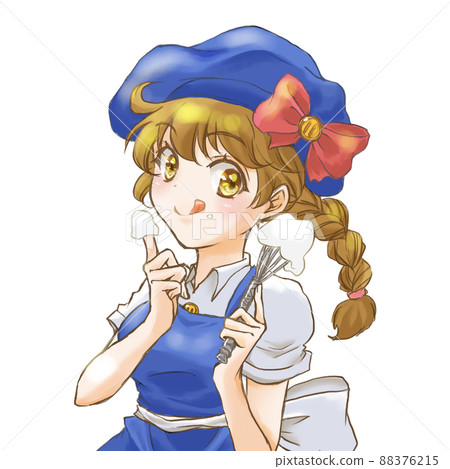 Girl tasting whipped cream Girl tasting whipped cream 88376215