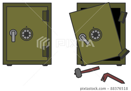 A sturdy vault made of iron and a vault destroyed by a thief A sturdy vault made of iron and a vault destroyed by a thief 88376518