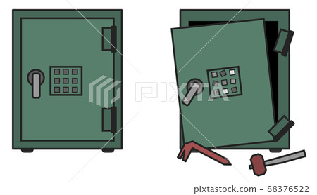 堅固的鐵製金庫和被小偷破壞的金庫 88376522