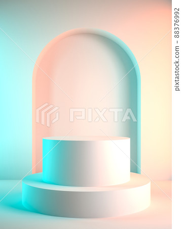 Empty pastel showcase interior room 3d illustration Empty pastel showcase interior room 3d illustration 88376992