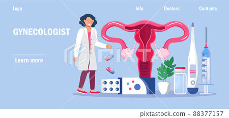Gynecologist concept vector for medical blog. Gynecology specialists treat patient. Family planning, pregnancy, infertility treatment, Gynecologist concept vector for medical blog. Gynecology specialists treat patient. Family planning, pregnancy, infertility treatment, 88377157