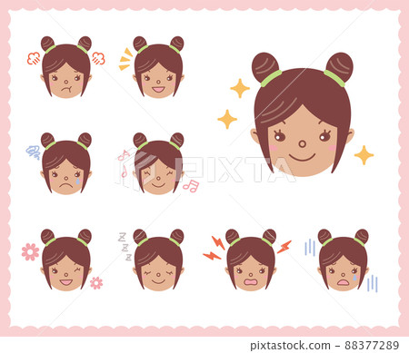 Emotions of women's emotions Face icon set 9 88377289