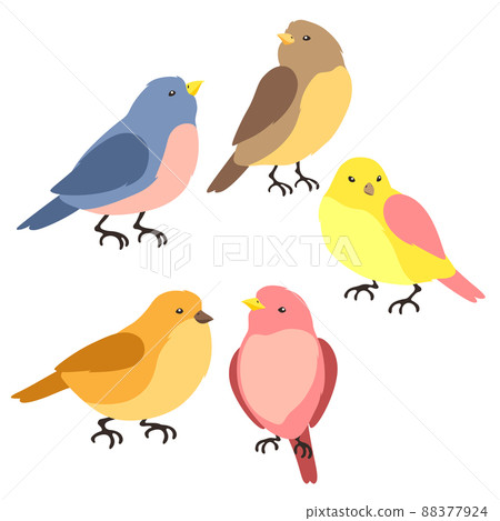 Set of stylized birds. Image of wild birdie in simple style. 88377924