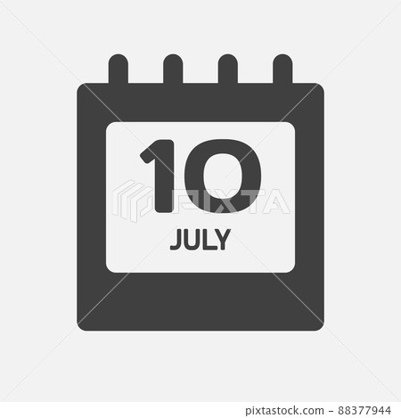 Icon day date 10 July, template calendar page - Stock Illustration ...