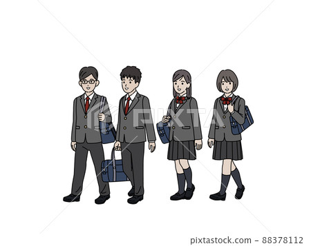 上學 上學 走路 學生 初中生 男女 初中生 高中生 88378112