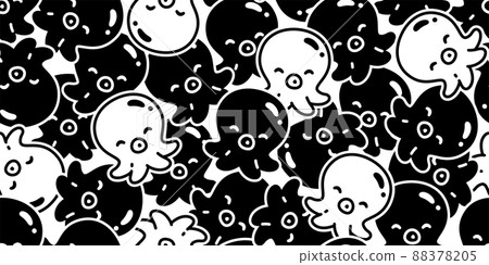 octopus Seamless pattern fish vector salmon tuna shark dolphin doodle icon cartoon ocean sea pet animal repeat wallpaper tile background scarf isolated gift wrapping paper illustration doodle design 88378205