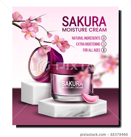 Sakura Moisture Cream Creative Promo Poster Vector 88378460