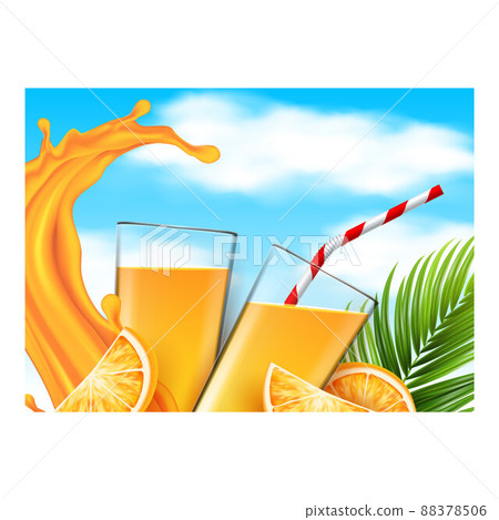Orange Juice Fresh Drink Promotional Poster Vector 88378506