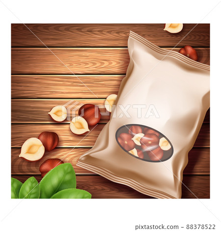 Hazelnuts Snack Creative Promotional Poster Vector 88378522