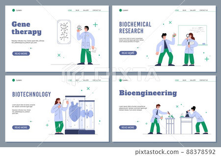 Gene therapy and biotechnology websites set, flat vector illustration. 88378592