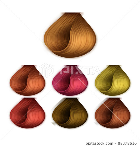 Hair Paint Multicolored Style Examples Set Vector Hair Paint Multicolored Style Examples Set Vector 88378610