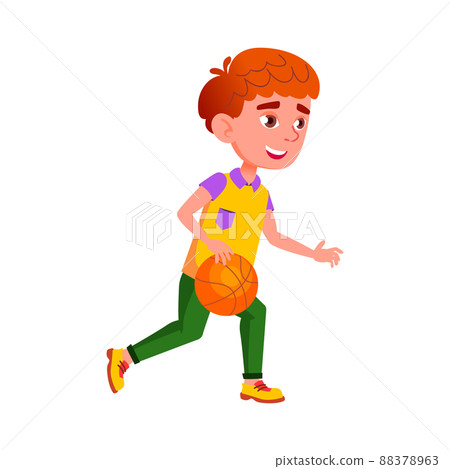 School Boy Playing Basketball Sport Game Vector School Boy Playing Basketball Sport Game Vector 88378963