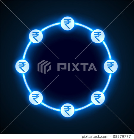 glowing neon digital rupee money concept frame glowing neon digital rupee money concept frame 88379777