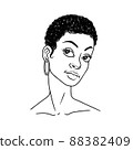Beautiful young black woman with short hair portrait, vector illustration 88382409