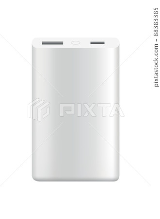 Power bank mockup without USB cable. Colorful portable charger device. External battery for charging with modern design. Powerbank isolated on white background 88383385