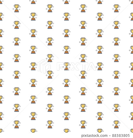 Vector cup, trophy, award pattern with various icons. Symbol texture design. 88383805