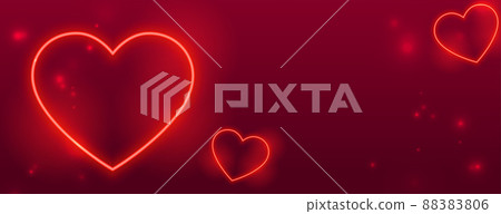 neon red hearts valentines day romantic banner design neon red hearts valentines day romantic banner design 88383806
