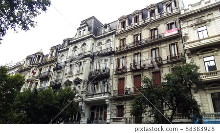 View of Apartment Facades in French Neoclassical style, Buenos Aires, Argentina View of Apartment Facades in French Neoclassical style, Buenos Aires, Argentina 88383928