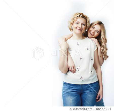 mother with daughter together posing happy smiling isolated on white background with copyspace, lifestyle people concept mother with daughter together posing happy smiling isolated on white background with copyspace, lifestyle people concept 88384294