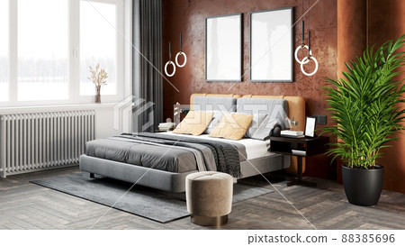 Living room interior in loft, scandinavian style, 3d render 88385696