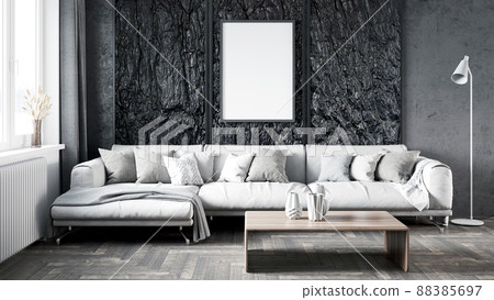 Mock-up frame in home interior background, 3d render Mock-up frame in home interior background, 3d render 88385697