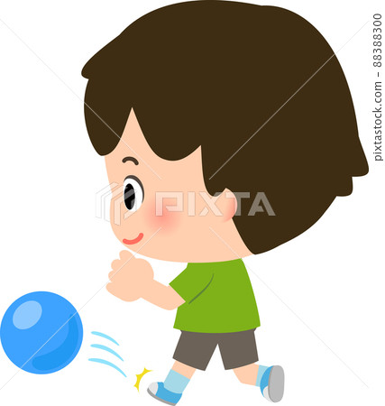 Boy kicking the ball and playing 88388300