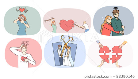 Set of couple suffer from relationship problems Set of couple suffer from relationship problems 88390146