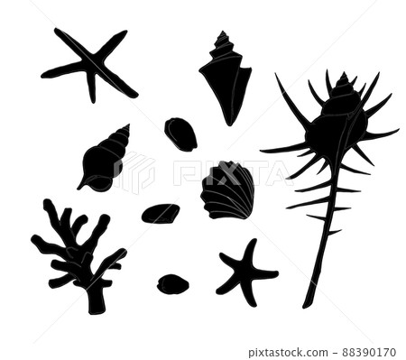 貝殼剪影插圖集 88390170