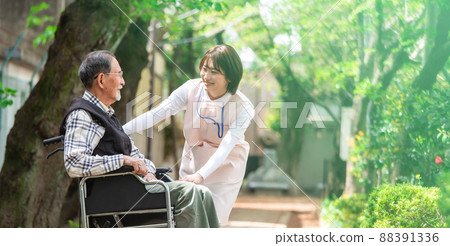 Wheelchair long-term care fresh green senior 88391336