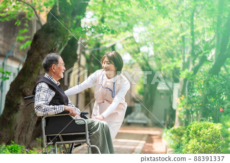 Wheelchair long-term care fresh green senior 88391337