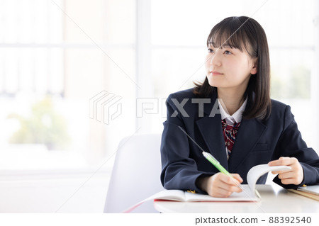 Portrait of a high school girl studying Portrait of a high school girl studying 88392540
