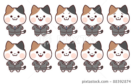 Cat in a suit_facial expression pattern Cat in a suit_facial expression pattern 88392874