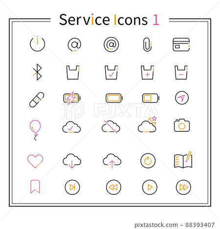 3 色線描圖標 IT 服務圖標 1 黑色主題 88393407