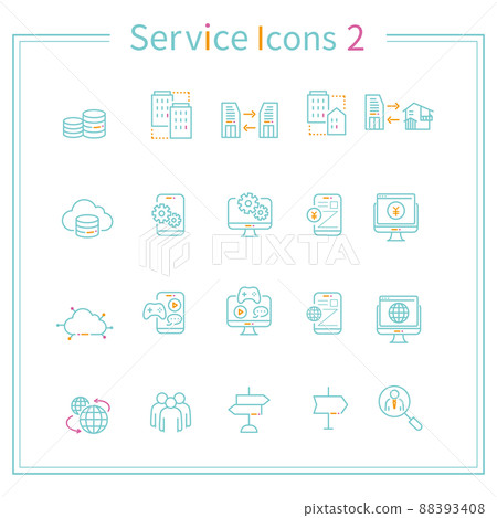 3 色線描圖標 IT 服務圖標 2 88393408