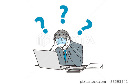 A businessman who stumbles on the operation of a personal computer 88393541