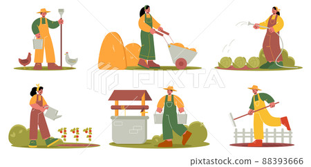 Farmers work on agriculture field and garden Farmers work on agriculture field and garden 88393666