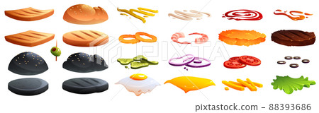 Burger and sandwich constructor vector ingredients 88393686