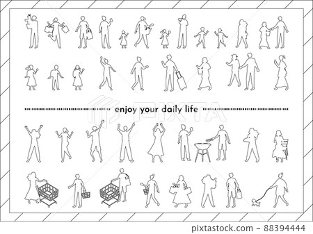 People's daily lifeline drawing lifestyle set - Stock Illustration ...