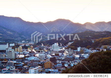 Kannawa Onsen from Yukemuri Observatory (Spring) 88396141