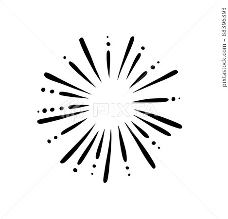 Doodle radial firework. Shiny forework with beams for parties and celebrations. Vector illustration 88396393