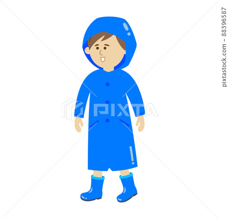 Illustration image of a boy wearing a raincoat - Stock Illustration ...