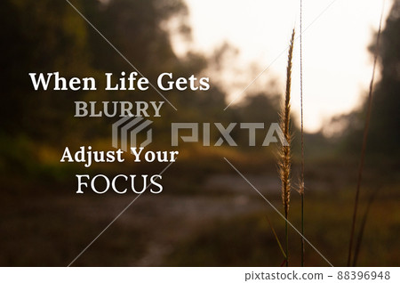 Motivational and inpirational quote - When life gets blurry adjust your focus. With blurred pathway background. Motivational concept Motivational and inpirational quote - When life gets blurry adjust your focus. With blurred pathway background. Motivational concept 88396948