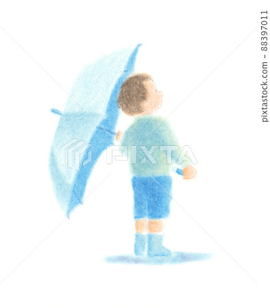 粉彩：男孩和雨傘 88397011