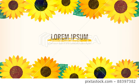 Sunflower illustration frame (aspect ratio 16: 9) 88397382