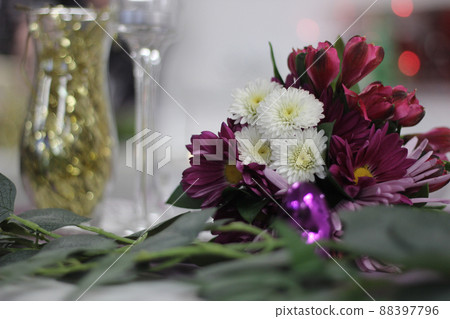 Table Decorations at Small Rural Wedding Event 88397796