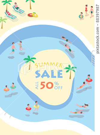 夏季銷售設計池插圖 88397987