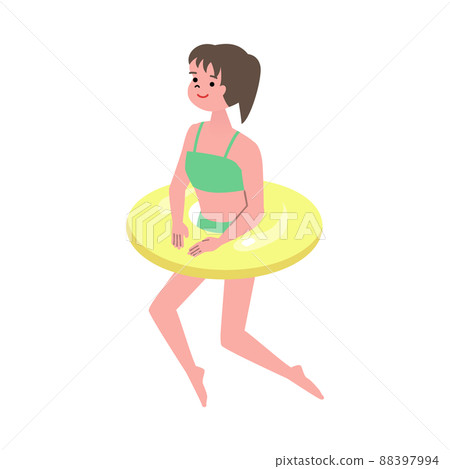 一個女人在花車裡游泳的插圖 一個女人在花車裡游泳的插圖 88397994