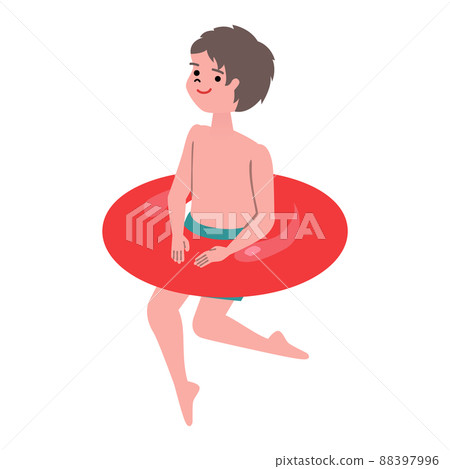 一個男孩在花車裡游泳的插圖 一個男孩在花車裡游泳的插圖 88397996