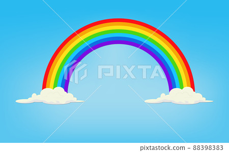 Blue sky with rainbow and cloud. Vector illustration Blue sky with rainbow and cloud. Vector illustration 88398383